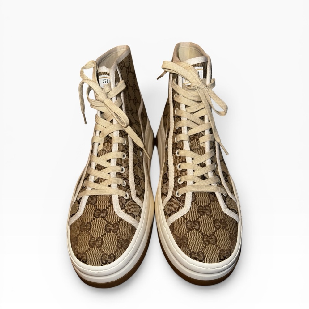Gucci Tennis 1977 High-Top GG Sneakers Ace Canvas Men’s US 12 - Picture 3 of 7